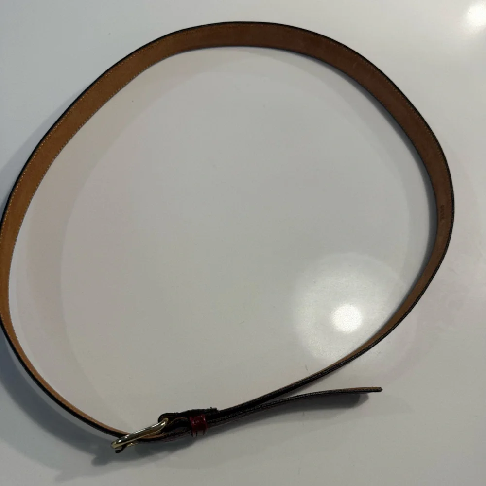 Bill Blass Men's Brown Leather Belt with‎ Gold Buckle Size 42